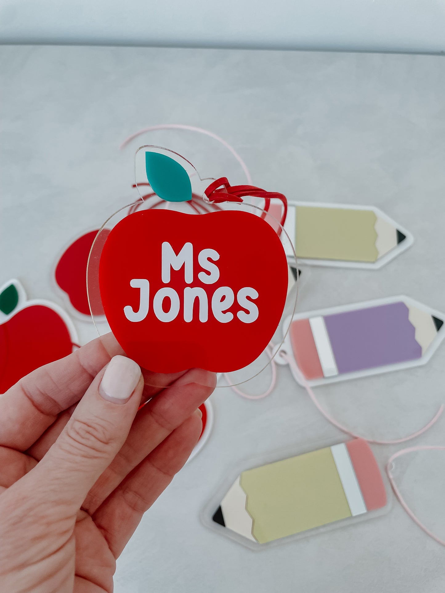 Teacher Apple tag