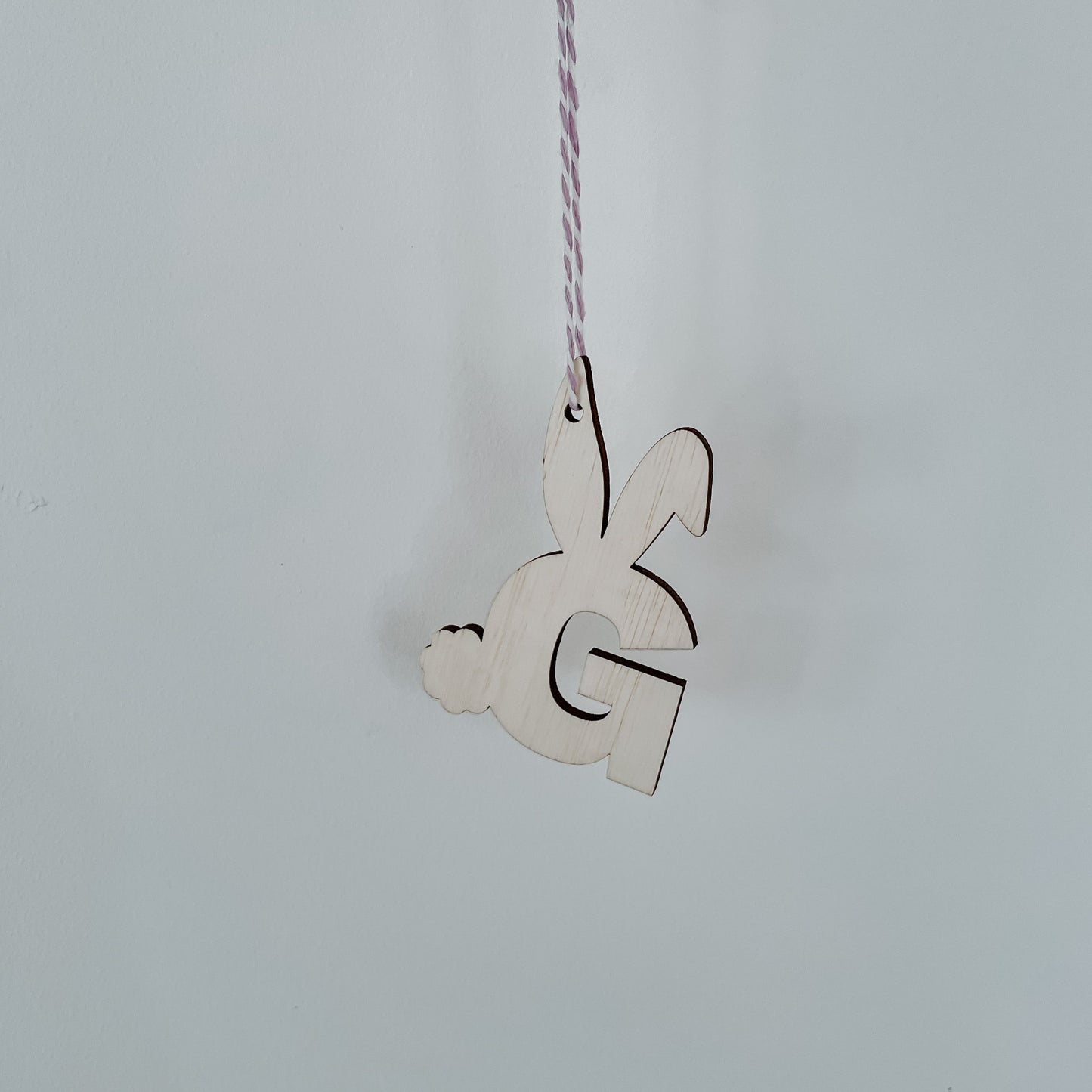 Wooden Bunny Initial tag